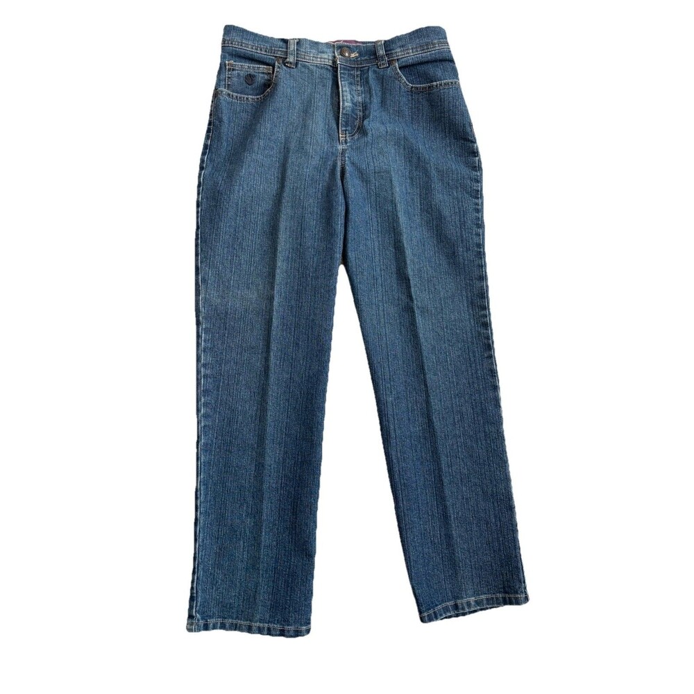Gloria Vanderbilt Amanda Straight Leg Women size 8P Pleated Blue Denim jeans